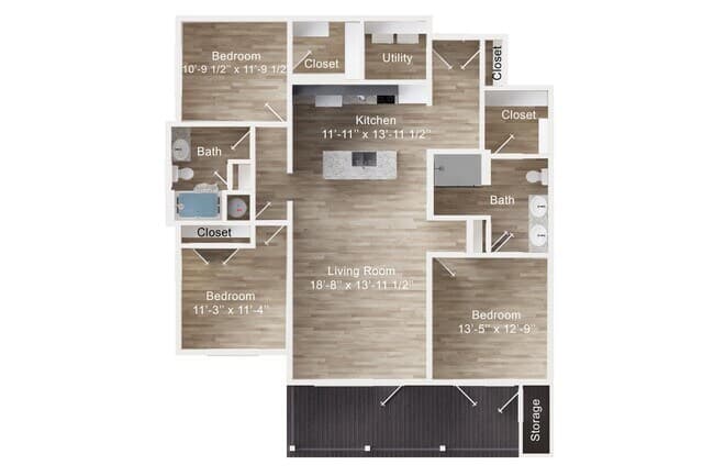 3 Beds • 2 Bath 4202 floor plan