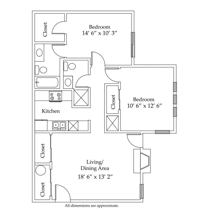 Studio • 1 Bath 3-223 floor plan