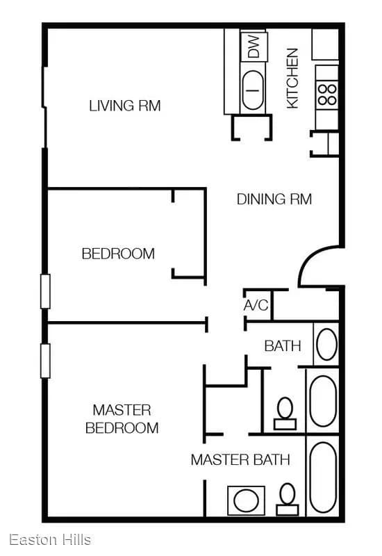 2 Beds • 2 Bath floor plan