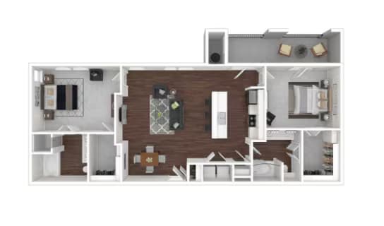 2 Beds • 2 Bath 0933 floor plan