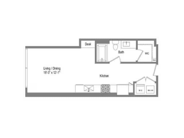 Studio • 1 Bath 1611 floor plan