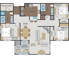 3 Beds • 2 Bath 737 floor plan