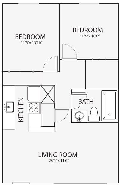 2 Beds • 1 Bath ELP2202-131 floor plan