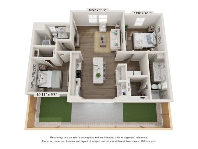 2 Beds • 2 Bath 227 floor plan