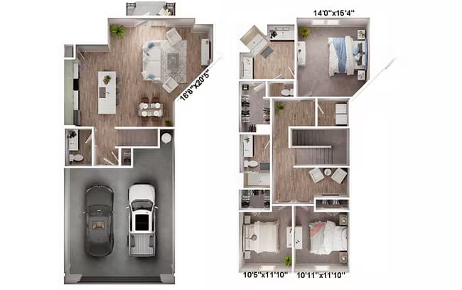 3BR/2BA 023-2303 floor plan