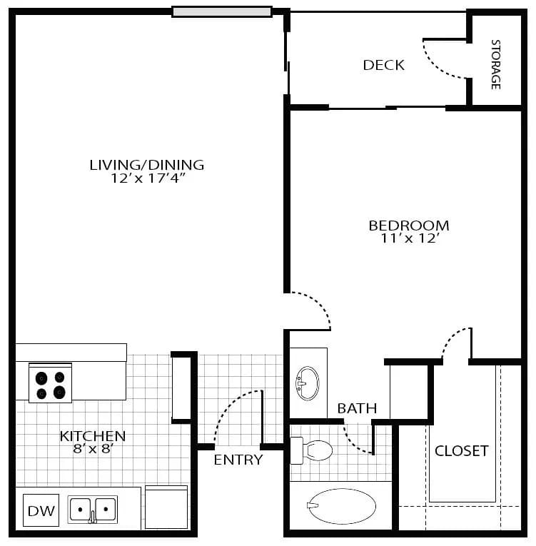 11a - 1x1 - 558 sqft at GroveNW CC104 floor plan