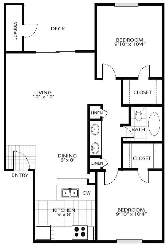 2a1 - 2x1 - 742 sqft at GroveNW U101 floor plan