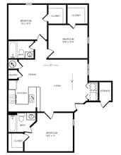 The Fredericksburg, 3 Bed | 2 Bath | 1174 Sq. Ft. 0222 floor plan