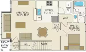 1 Bedroom 1 Bath A floor plan