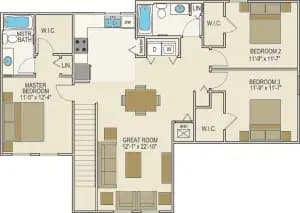3 Bedroom 2 Bath floor plan