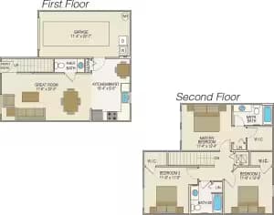 3 Bedroom 2.5 Bath floor plan