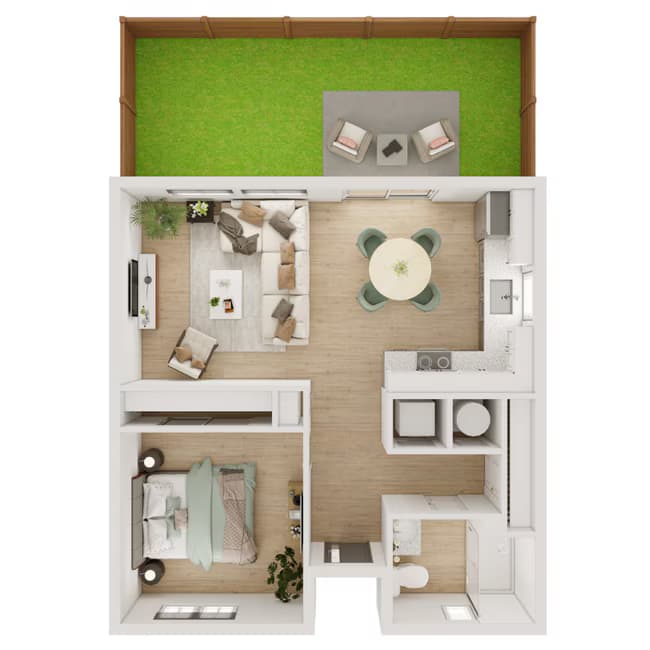 1 Bed • 1 Bath 1007 floor plan