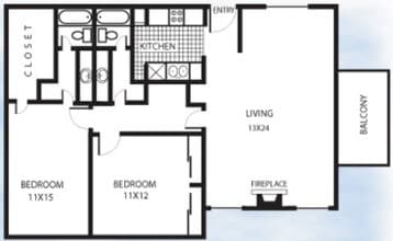 2 Bedroom 2 Bath - Large floor plan