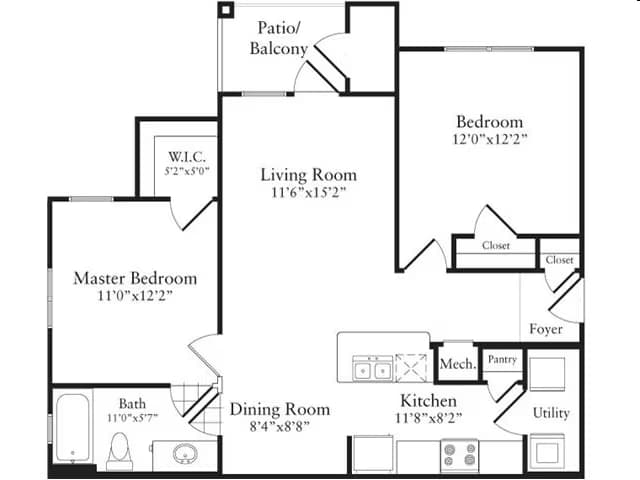 2 Beds • 2 Bath 234 floor plan