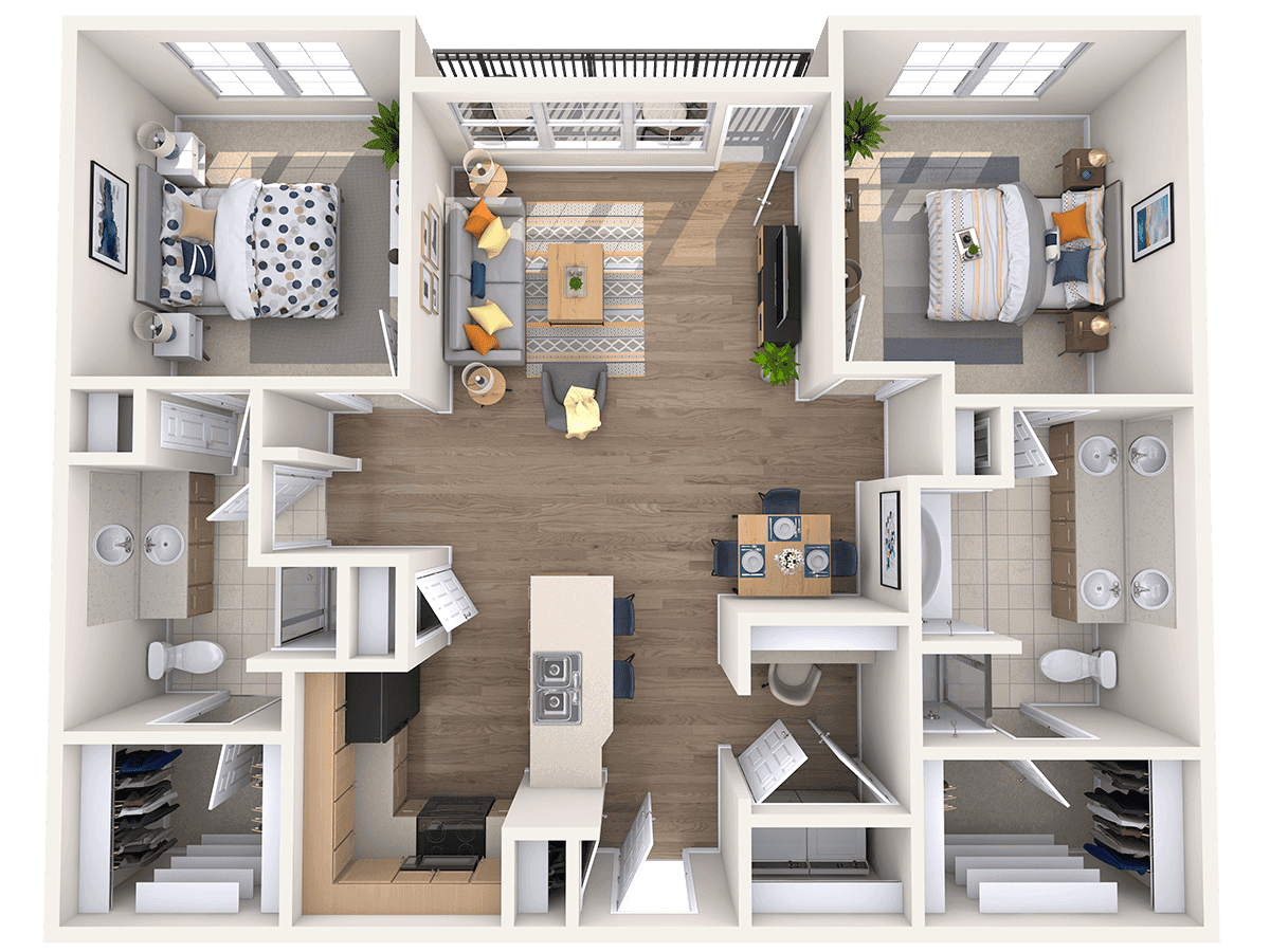 2 Beds • 2 Bath 1203 floor plan