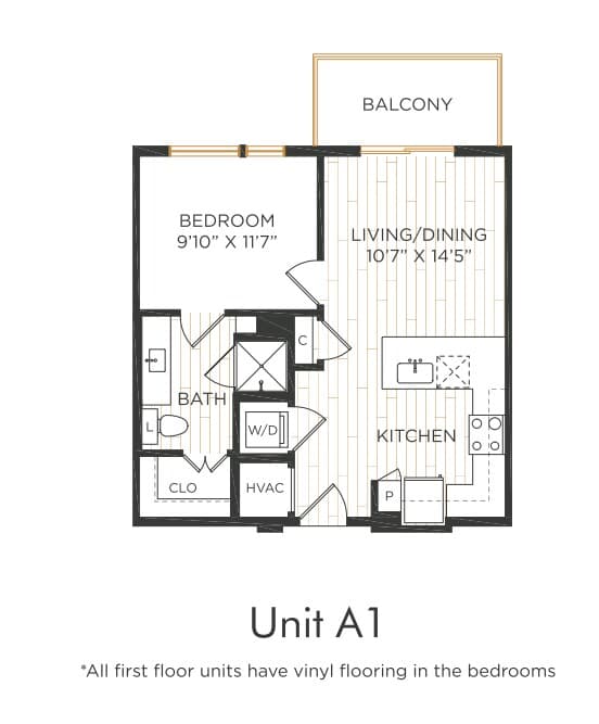 1 Bed • 1 Bath 08204 floor plan
