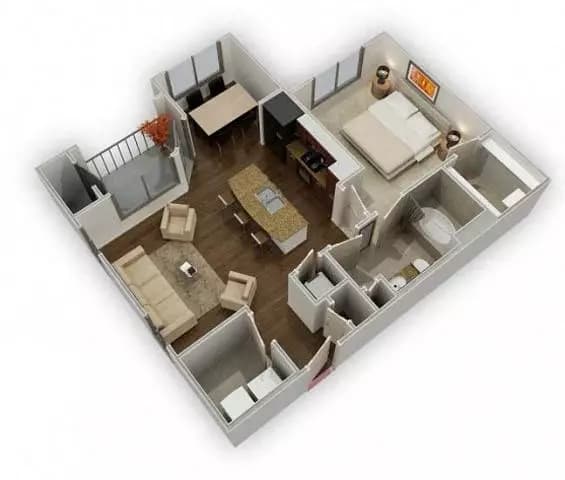 1 Bed • 1 Bath 04105 floor plan