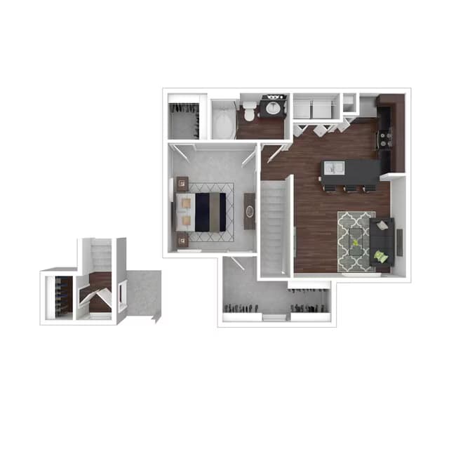 1 Bed • 1 Bath 1918 floor plan