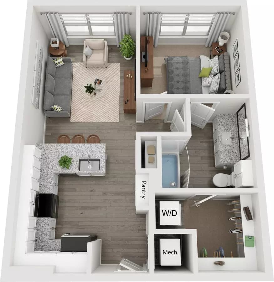 A2 | 1 Bed | 1 Bath | Classic 2110 floor plan