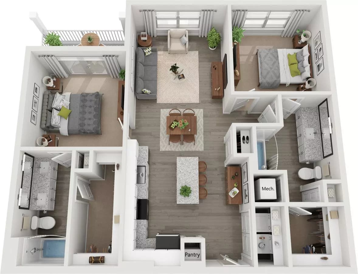 B2 | 2 Bed | 2 Bath | Classic 5301 floor plan