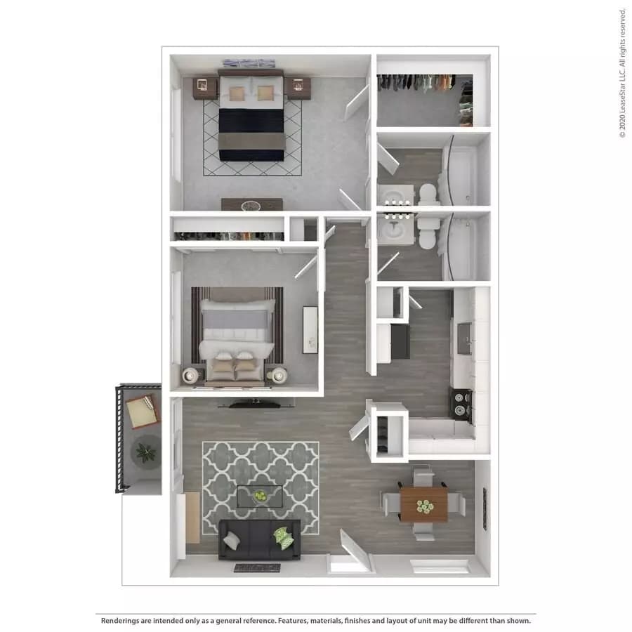 2 Beds • 2 Bath 1313 floor plan