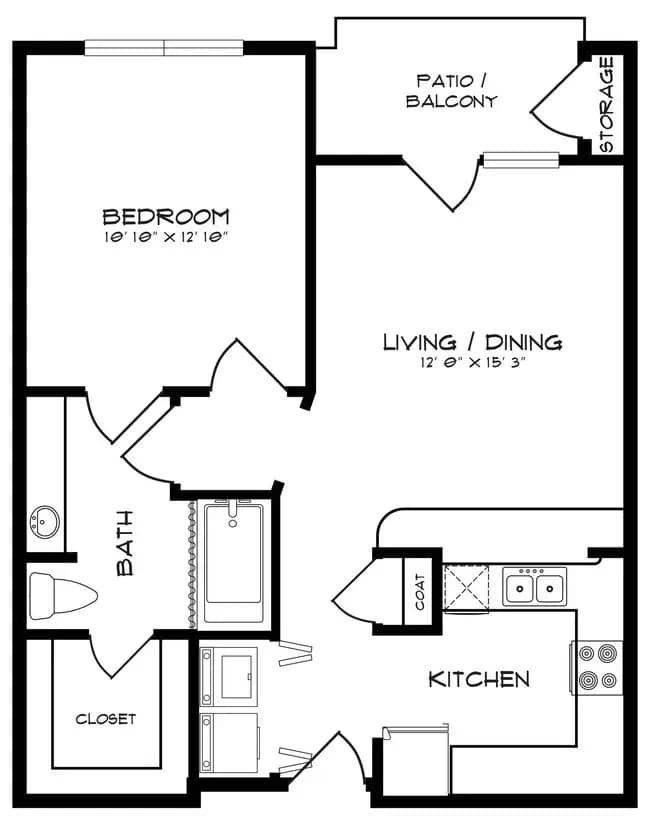 1 Bed • 1 Bath 7111 floor plan