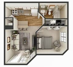1 Bed 1 Bath 0101 floor plan
