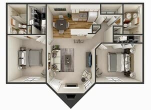 2 Bed 2 Bath 0608 floor plan