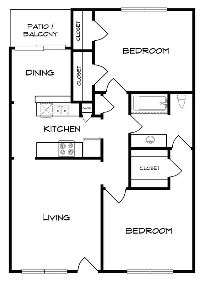2 Beds • 2 Bath 247 floor plan