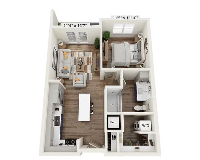 One Bedroom A1E-III 3 - 157 floor plan