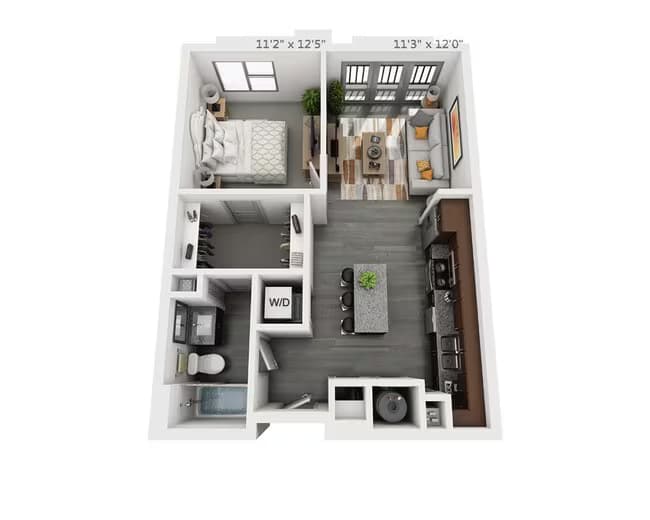 One Bedroom A1E 1 - 517 floor plan