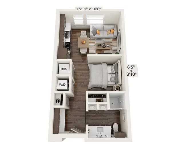 Studio E1A-III 3 - 105 floor plan
