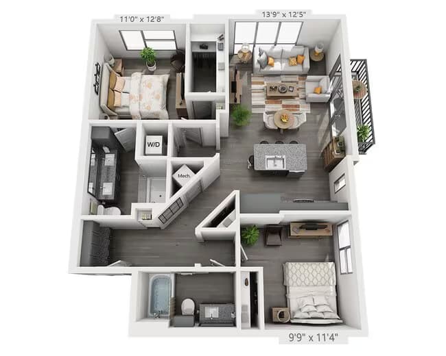 Two Bedroom B2C-II 2 - 444 floor plan