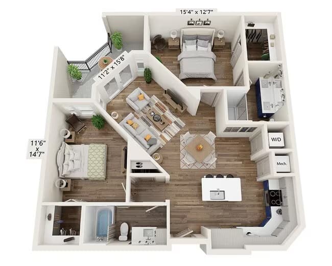 Two Bedroom B2G-III 3 - 536 floor plan