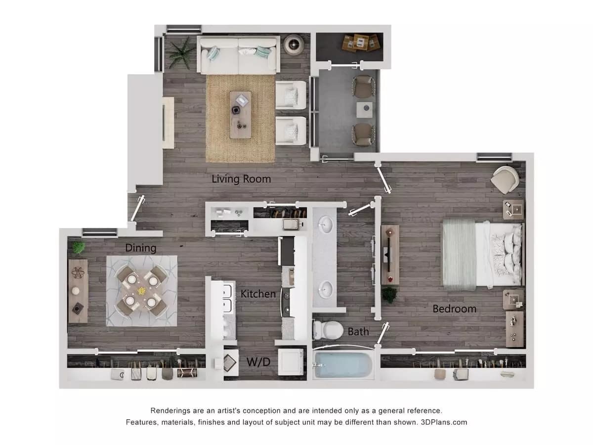 1 Bed • 1 Bath 919 floor plan