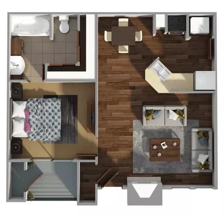1 Bed • 1 Bath 609 floor plan