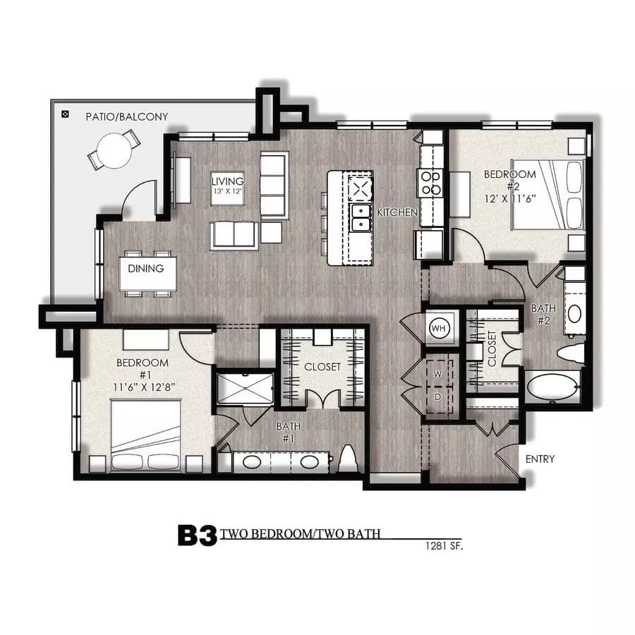 2x2 B 3208 floor plan
