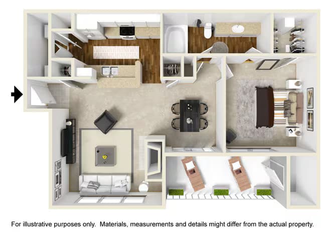 1 Bed • 1 Bath 384 floor plan