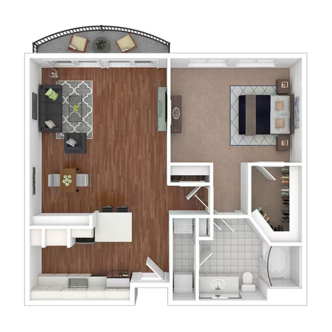 1 Bed • 1 Bath 0512 floor plan