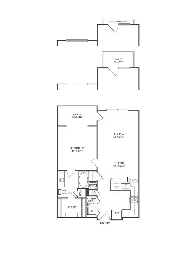 1 Bed • 1 Bath 8107 floor plan