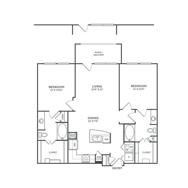 2 Bedroom 2 Bath 7202 floor plan