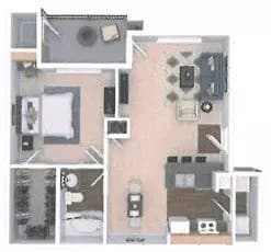 1 Bed • 1 Bath 536 floor plan
