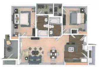 2 Beds • 2 Bath 136 floor plan