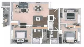 3 Beds • 2 Bath 621 floor plan