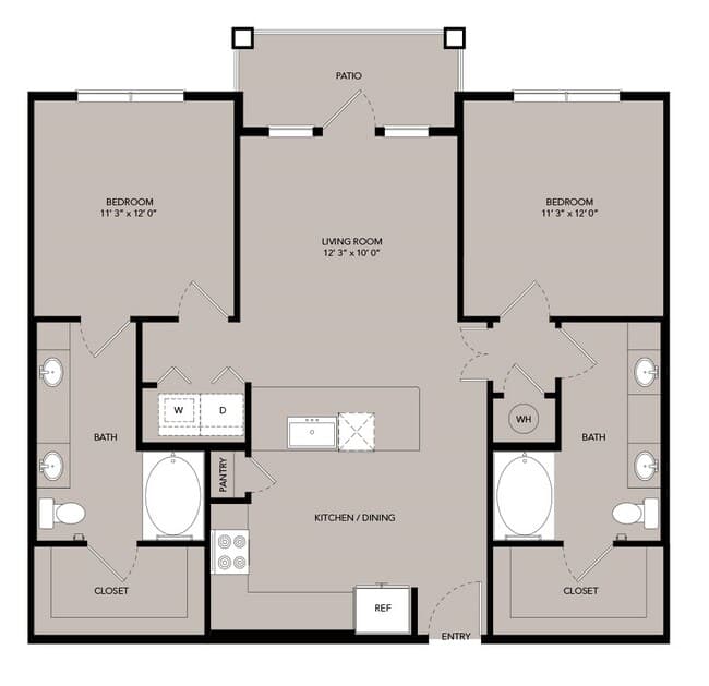 2 Beds • 2 Bath 006-204 floor plan