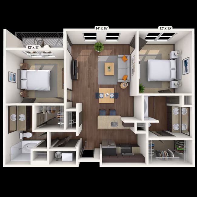 Traditional 2x2 1028-1148 SF 3205 floor plan