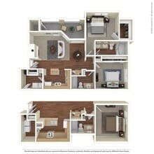 2 Bed 2 Bath 1-car Garage 1340 SqFt 2121 floor plan