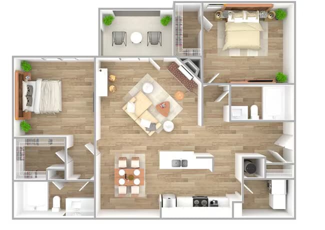 2 Beds • 1 Bath 03-306 floor plan
