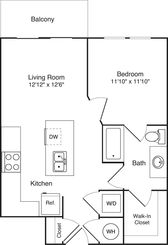1 Bed • 1 Bath 1-4031 floor plan