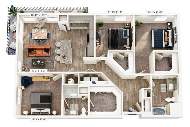 3 Beds • 2 Bath 1354 floor plan